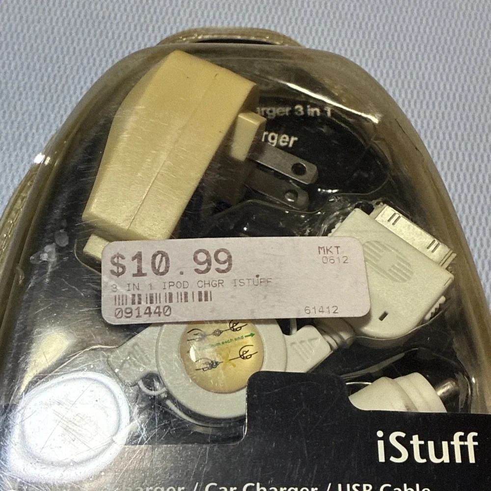 Vintage iStuff 3-in-1 Phone Charger Pack (Car/Travel/Data)